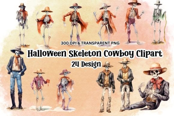 Download Halloween Skeleton Cowboy Clipart PNG - Clipart Collection