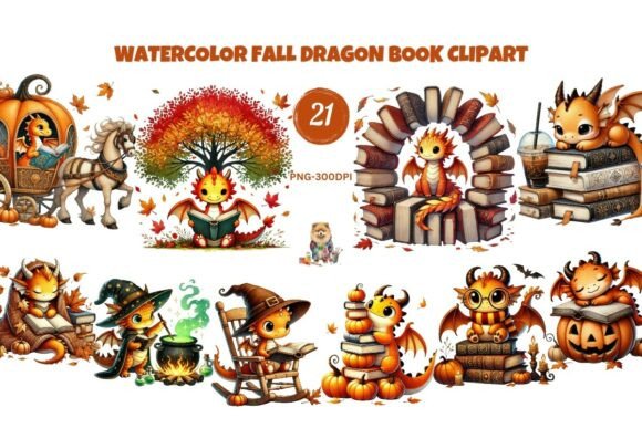 Download Watercolor Fall Dragon Book PNG Clipart - Clipart Collection