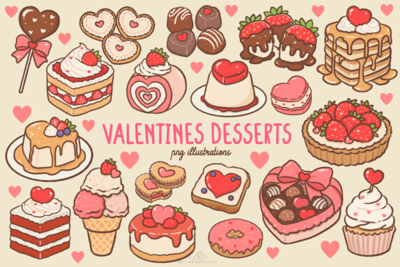 Download Kawaii Valentines Desserts Clipart - Clipart Collection