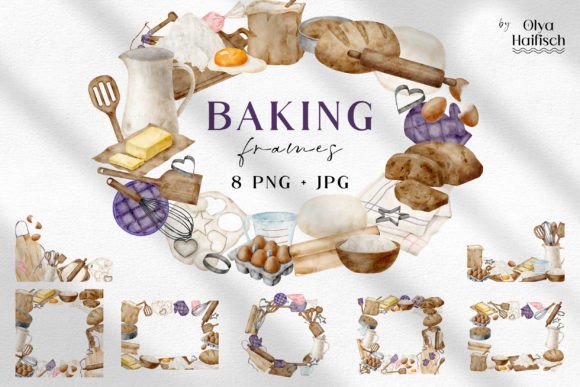 Download Watercolor Baking Frames. Pastry Clipart - Clipart Collection