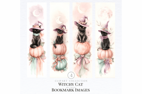 Download Witchy Cat Bookmark Clipart - Clipart Collection