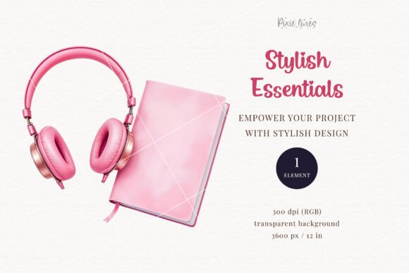 Download Pink Headphones and Notebook Clipart - Clipart Collection