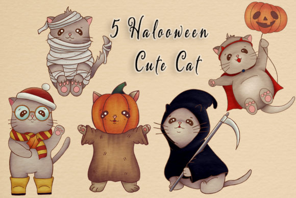 Download Cute Halloween Cat Illustrations Clipart - Clipart Collection