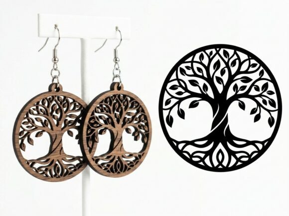 Download Tree of Life Round Earring Laser Cut SVG - Round earring Collection