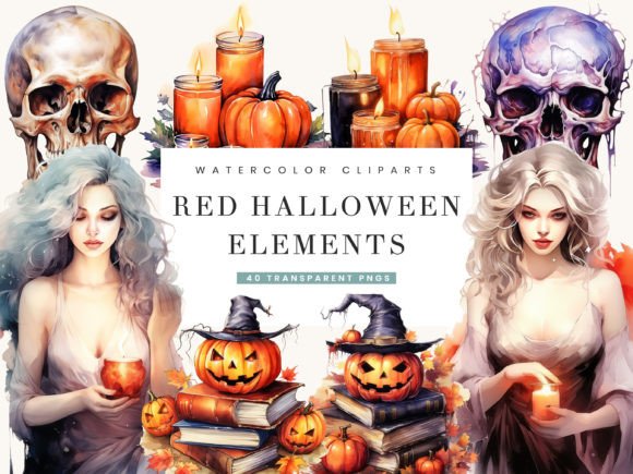Download Red Halloween Elements Clipart - Clipart Collection