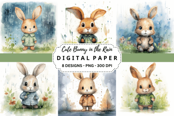 Download Cute Bunny in the Rain Background - Rain background Collection