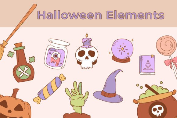 Download Groovy Halloween Elements Clipart - Clipart Collection