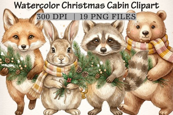 Download Watercolor Christmas Cabin Clipart - Clipart Collection
