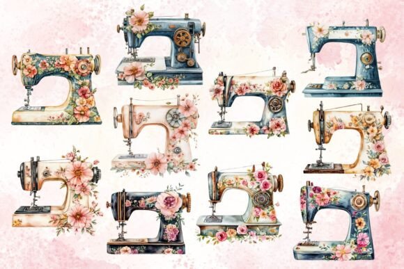 Download Floral Sewing Machine Clipart Bundle - Clipart Collection