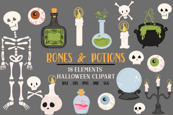 Download Bones and Potions Cute Halloween Clipart - Clipart Collection