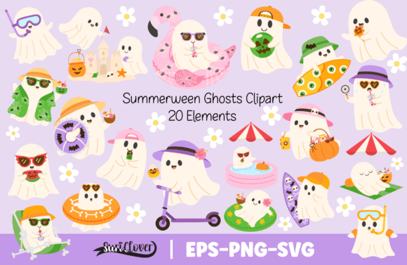 Download Summerween Halloween Ghosts Clipart - Clipart Collection