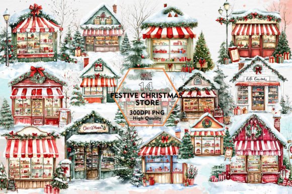 Download Festive Christmas Store Clipart PNG - Clipart Collection