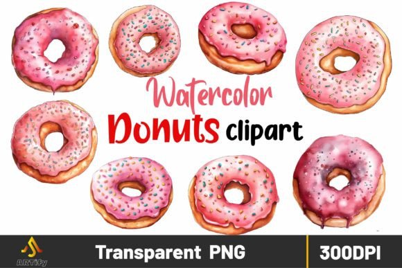 Download Watercolor Strawberry Pink Donut Clipart - Clipart Collection