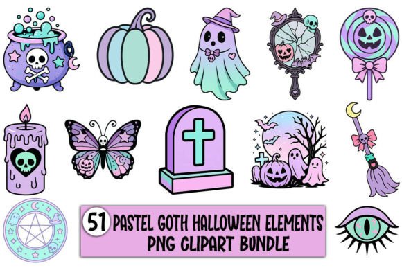 Download Cute Pastel Goth Halloween Clipart PNG - Clipart Collection
