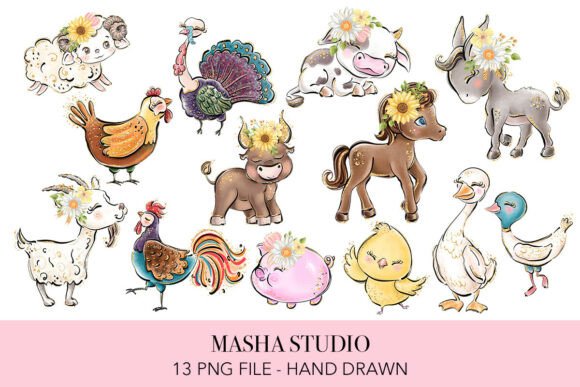 Download Farm Animals Clipart by Masha Studio - Clipart Collection