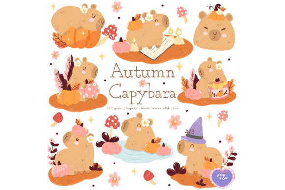 Download Autumn Capybara Clipart Cute Animal PNG - Clipart Collection