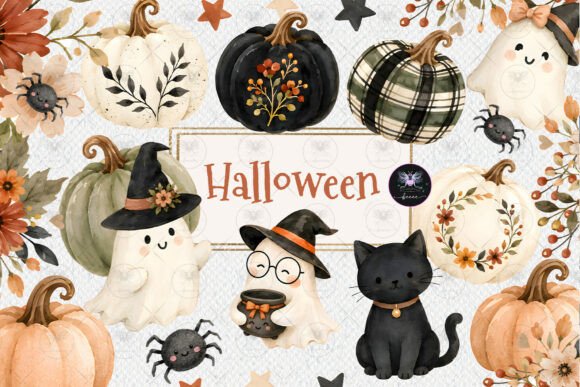 Download Halloween Ghosts Pumpkins Clipart - Clipart Collection