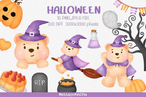 Download Watercolor Halloween Elements Clipart - Clipart Collection