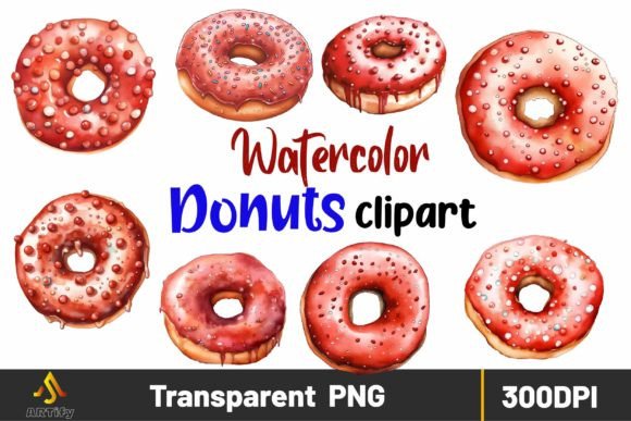 Download Watercolor Red Donut Clipart, Sweets - Clipart Collection