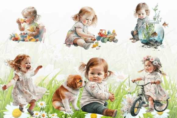 Download Watercolor Cute Baby Girl Cliparts - Clipart Collection