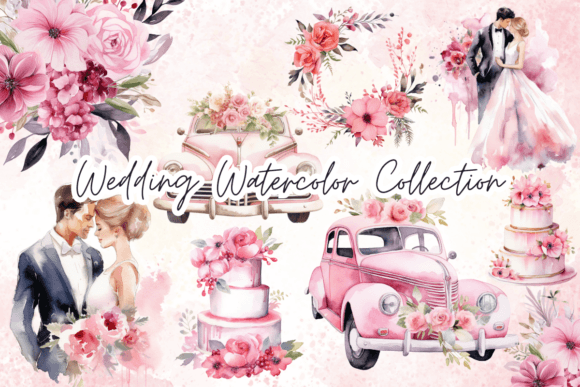 Download Wedding Pink Theme Watercolor Clipart - Clipart Collection