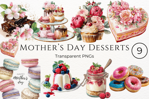 Download Mothers Day Desserts Watercolor Clipart - Clipart Collection