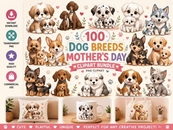 Download Dog Breeds Mother’s Day Theme Clipart - Clipart Collection