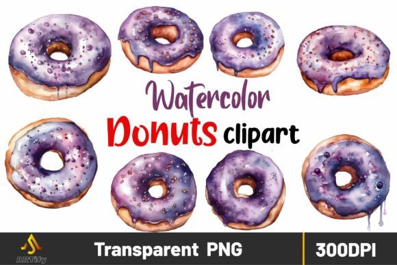 Download Watercolor Purple Donut Clipart, Sweets - Clipart Collection