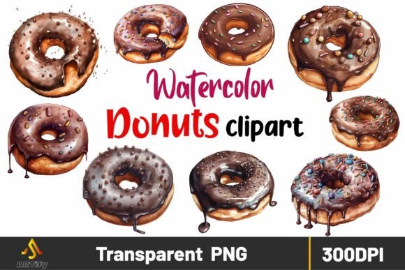 Download Watercolor Chocolate Donut Cliparts - Clipart Collection