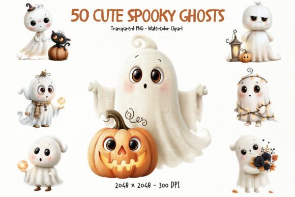 Download Whimsical Cute Spooky Ghosts PNG Clipart - Clipart Collection