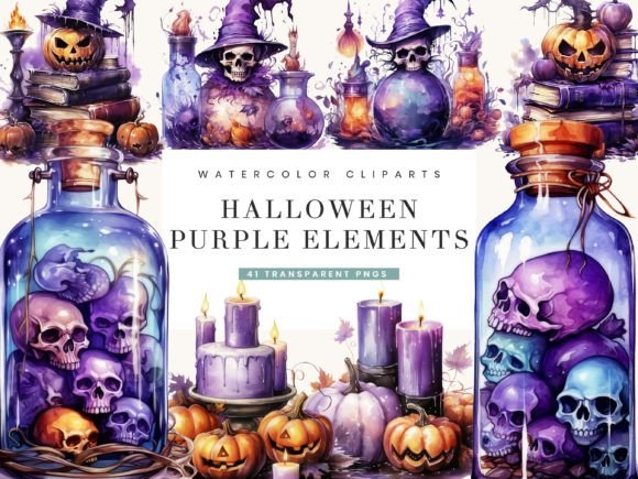 Download Purple Halloween Elements Clipart - Clipart Collection