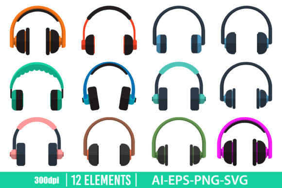 Download Headphones Clipart Set - Clipart Collection
