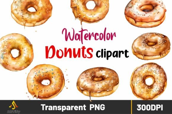 Download Watercolor Golden Donut Cliparts - Clipart Collection