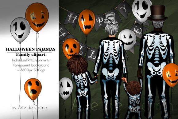 Download Halloween Pajamas, Family Clipart, PNG - Clipart Collection