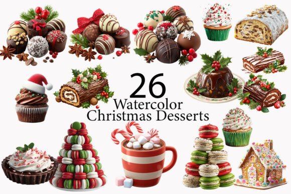 Download Christmas Desserts Watercolor Clipart  - Clipart Collection