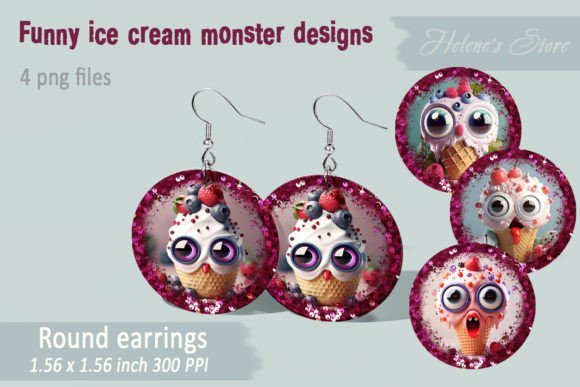 Download Ice Cream Round Earring Sublimation PNG - Round earring Collection