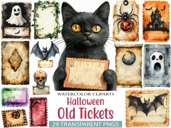 Download Halloween Old Tickets Clipart Bundle - Clipart Collection
